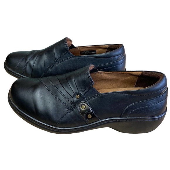 Aravon Shoes - Aravon Women Size 10 Wide Black Leather ‘Duxbury Danielle’ Slip On Comfort Shoes